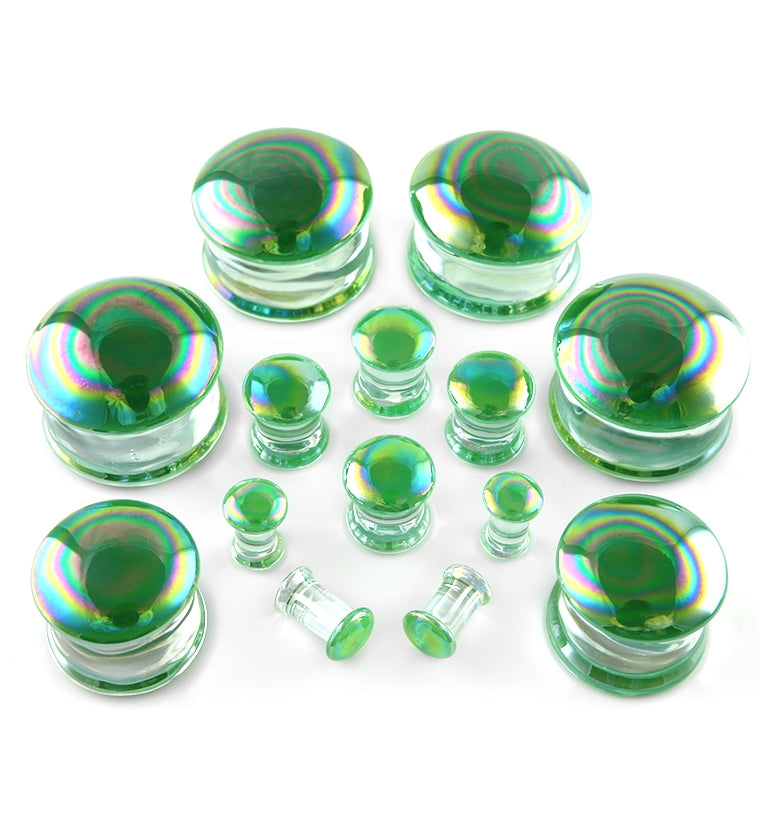 Green Oil Splash Glass Plugs