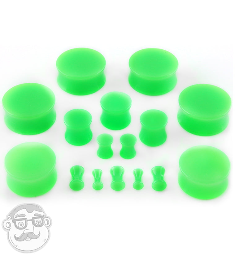 Green Double Flare Solid Plugs