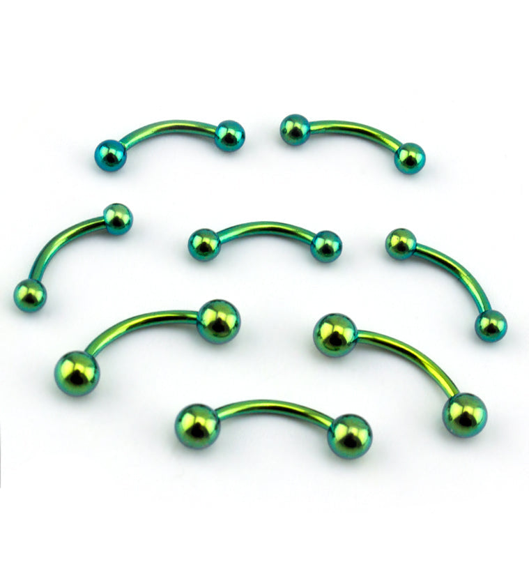 Green PVD Plated Curved Barbell