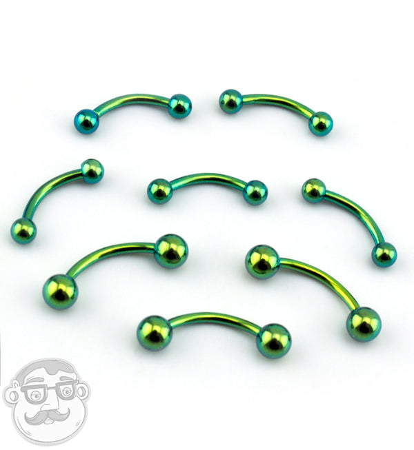Green PVD Plated Curved Barbell