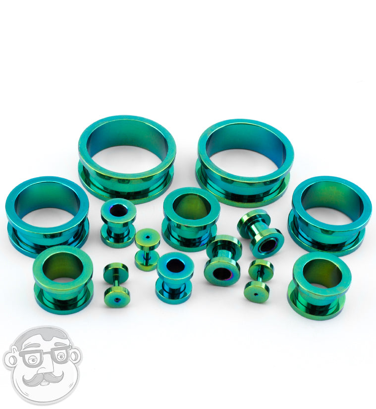 Stainless Steel Green Ear Tunnels (14G 1 Inch)