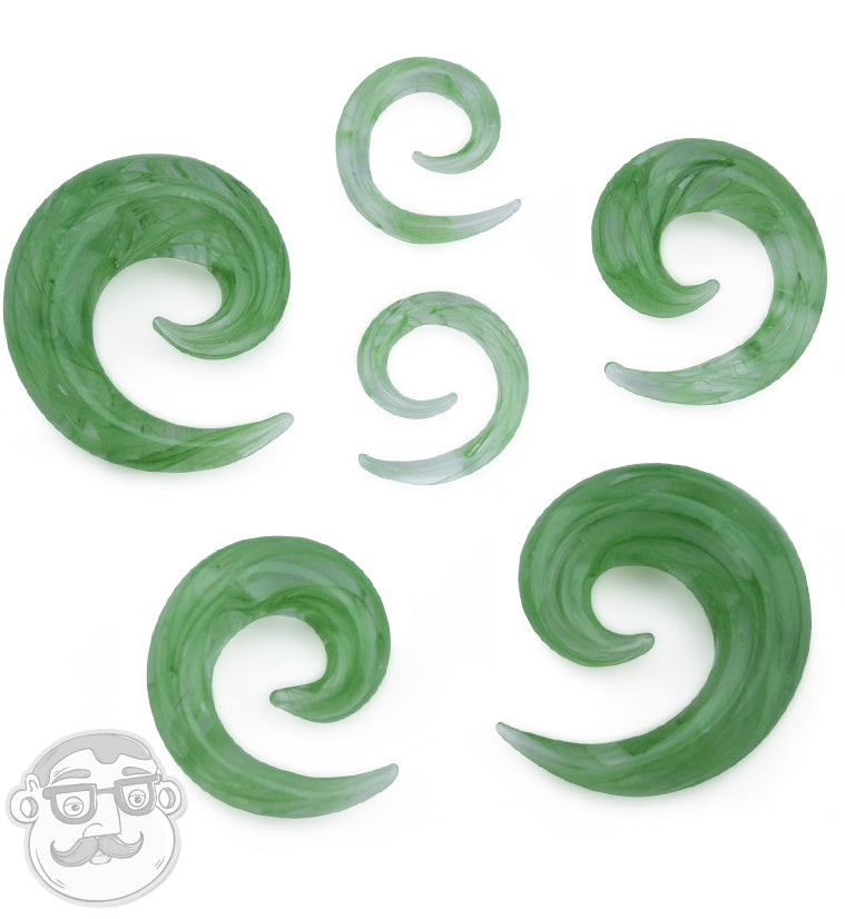 Green Swirl Glass Spirals