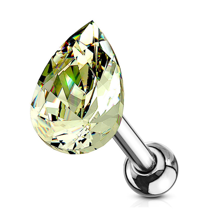 16G Green Teardrop Cartilage Barbell