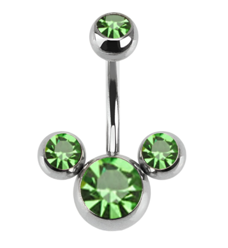 Green Trinity CZ Belly Button Ring