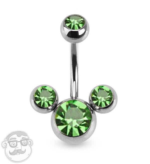 Green Trinity CZ Belly Button Ring