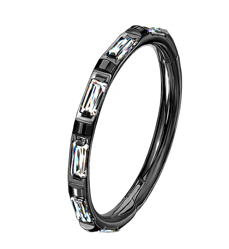 Gullion CZ Black PVD Titanium Hinged Segment Ring