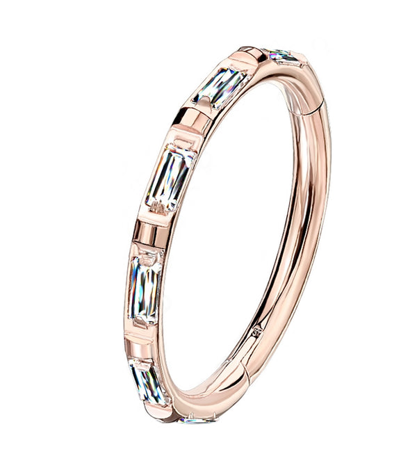 Gullion CZ Rose Gold PVD Titanium Hinged Segment Ring