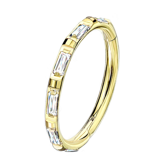 Gullion CZ Gold PVD Titanium Hinged Segment Ring