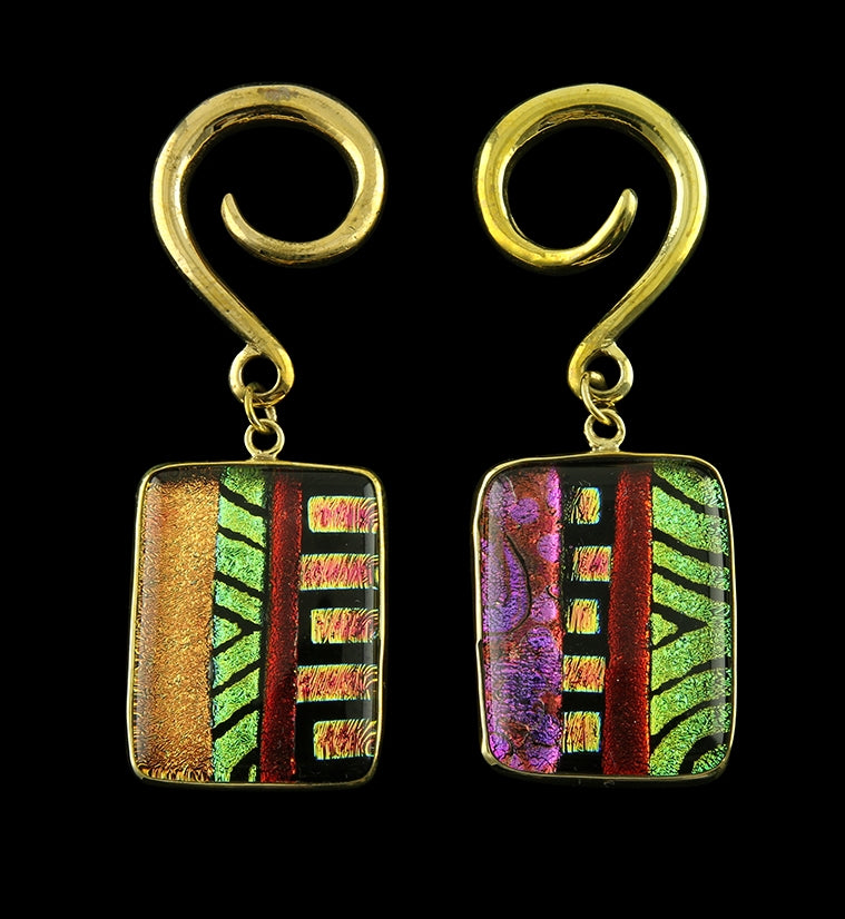 Santa Fe Dichroic Glass Brass Ear Weights Version 8