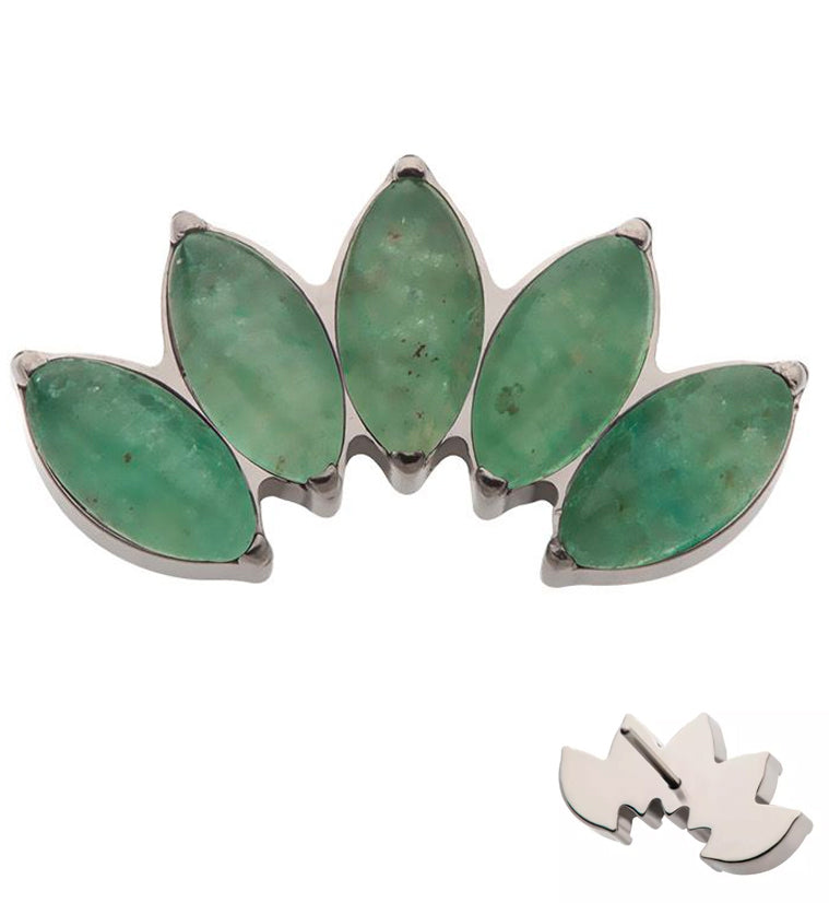 Half Crown Aquamarine Stone Threadless Titanium Top