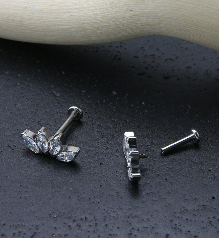 Half Crown CZ Gem Titanium Labret Post