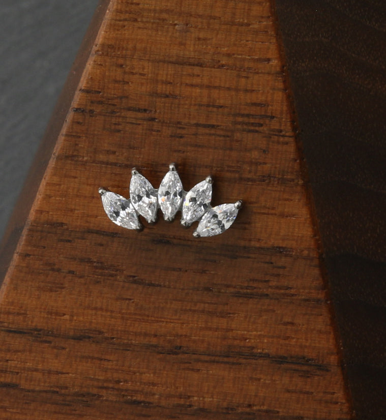 Half Crown CZ Threadless Titanium Top