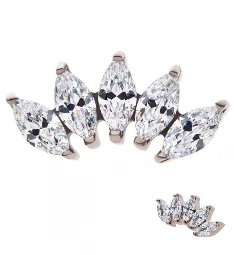 Half Crown CZ Threadless Titanium Top