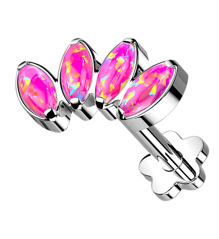 Half Crown Pink Opalite Titanium Threadless Labret