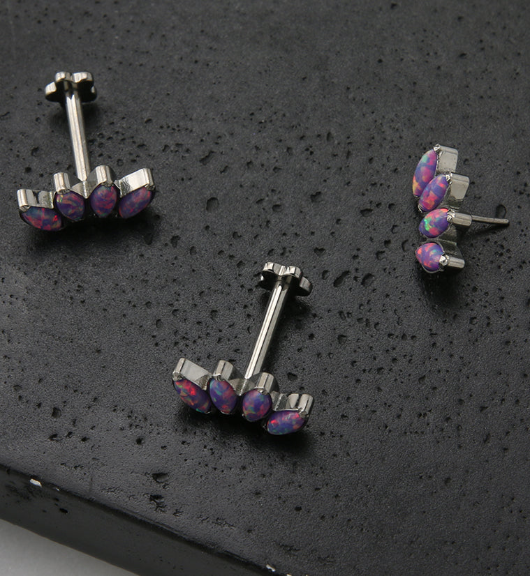 Half Crown Purple Opalite Titanium Threadless Labret