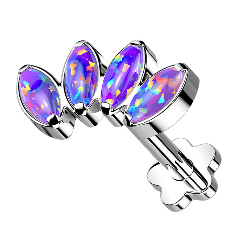 Half Crown Purple Opalite Titanium Threadless Labret