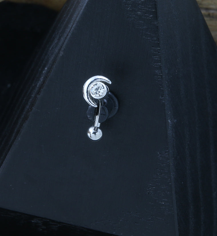 Half Moon Clear CZ Curved Barbell