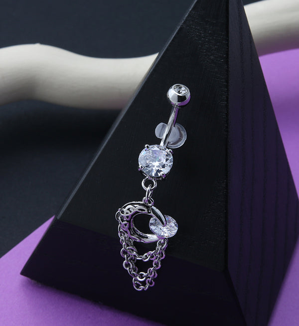 Half Moon Dangle Chain Belly Button Ring