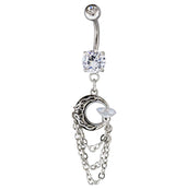 Half Moon Dangle Chain Belly Button Ring