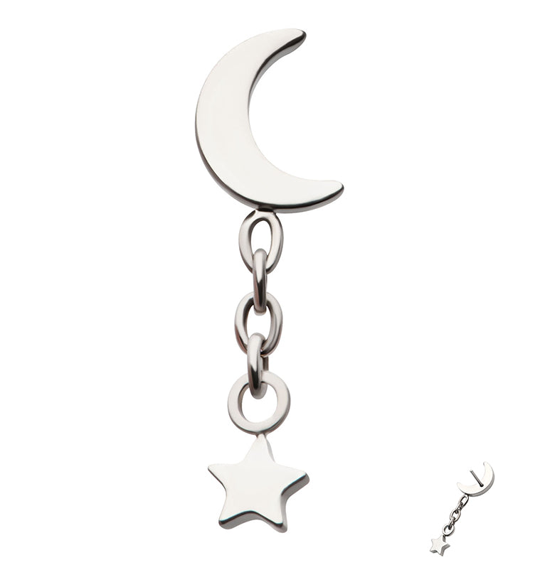 Half Moon Dangle Chain Star Threadless Titanium Top
