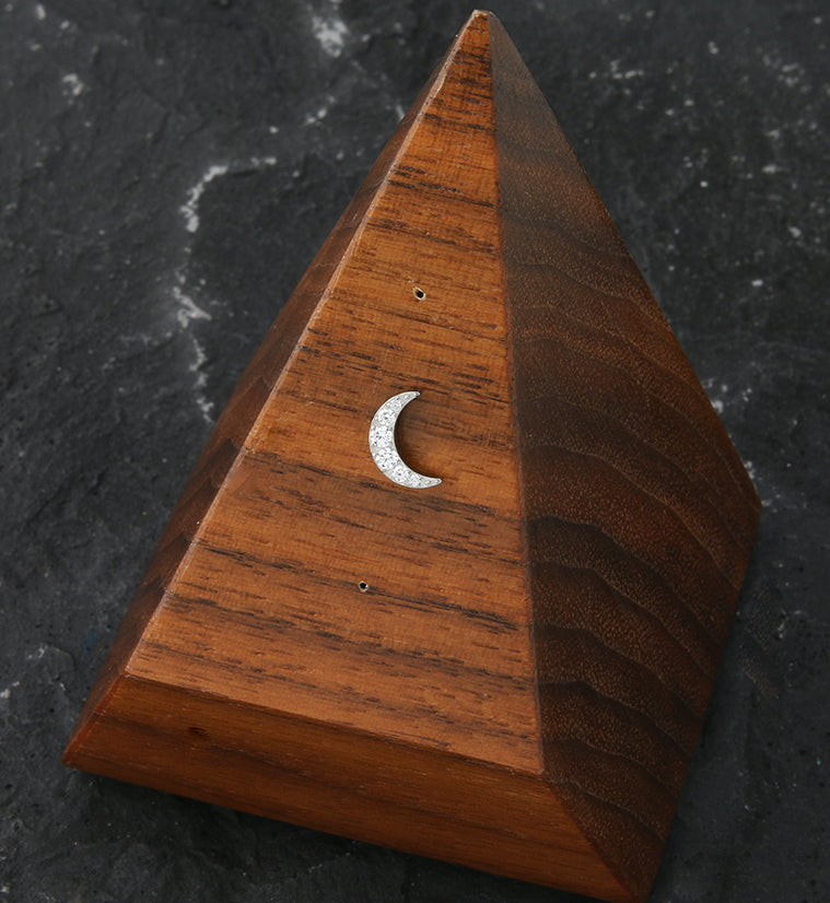 Half Moon Pave CZ Threadless Titanium Top