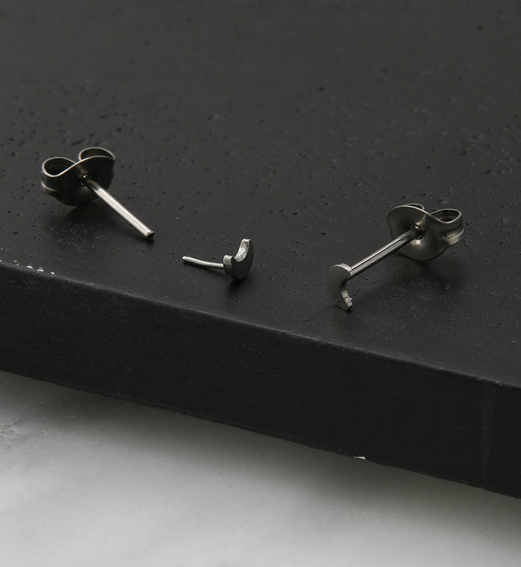 Half Moon Titanium Threadless Earrings