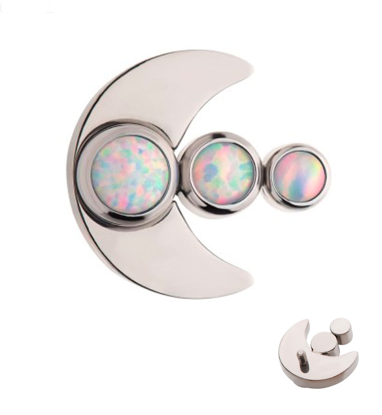 Half Moon Triple White Opalite Internally Threaded Titanium Top