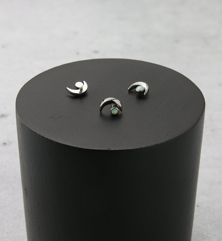 Half Moon White Opalite Internally Threaded Titanium Top