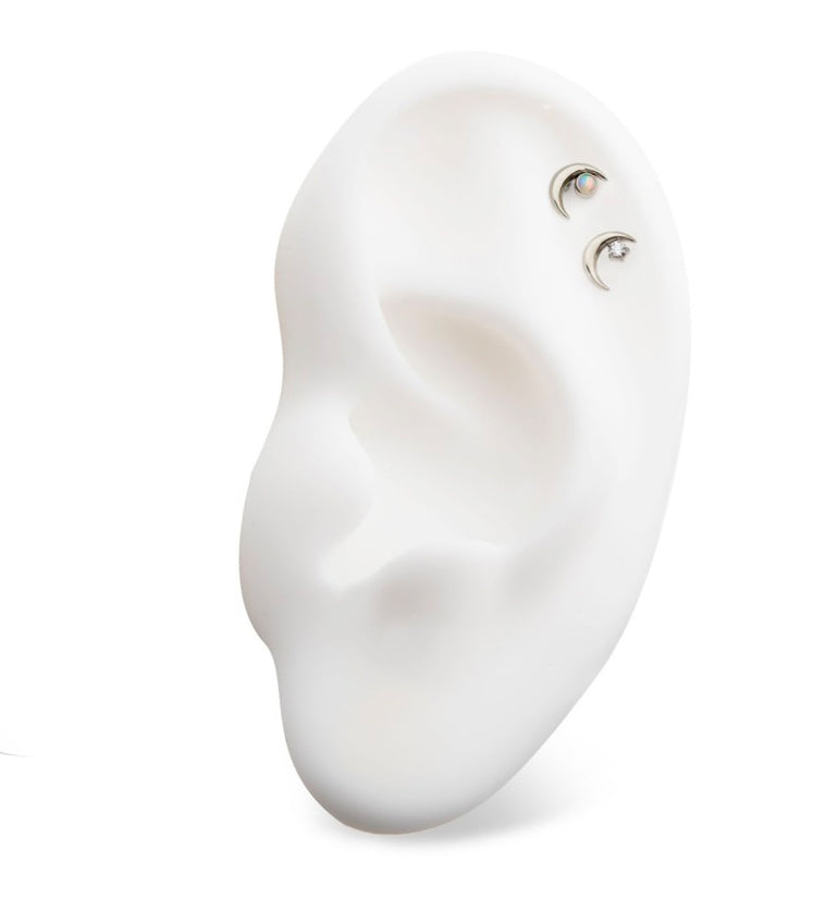 Half Moon White Opalite Threadless Titanium Top