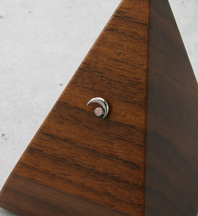 Half Moon White Opalite Threadless Titanium Top