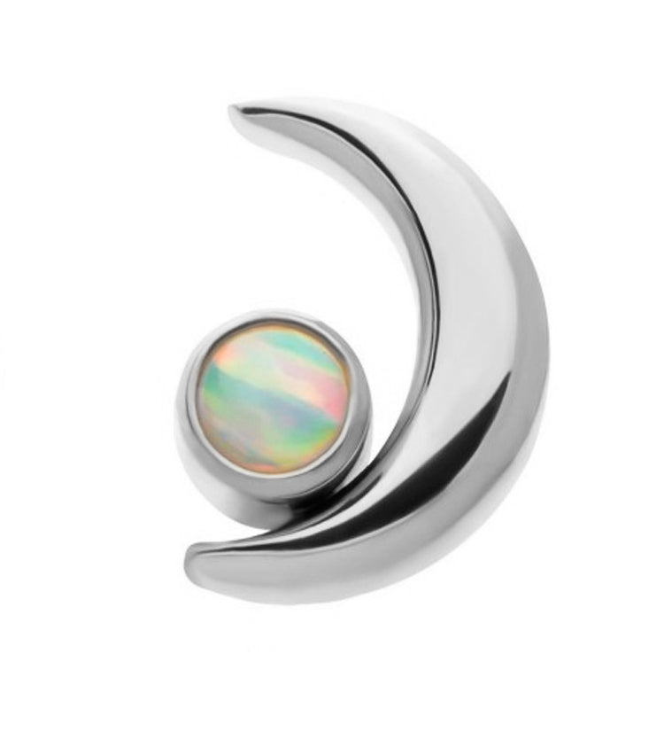 Half Moon White Opalite Threadless Titanium Top