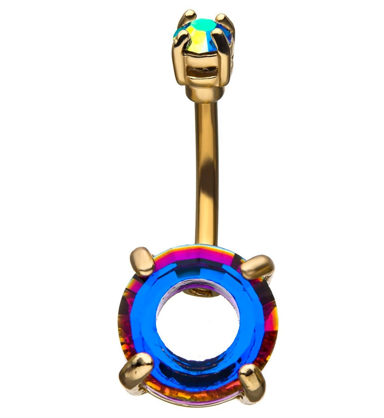 Blurple Halo CZ Gold Belly Rings