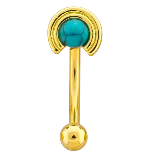 Gold PVD Halo Turquoise Howlite Stone Stainless Steel Curved Barbell