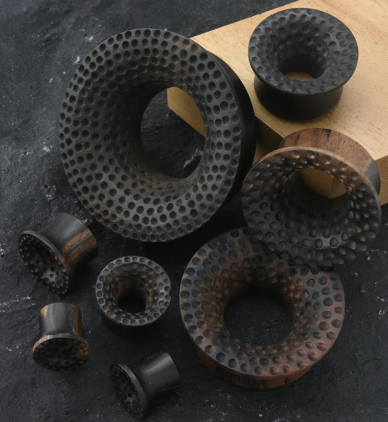 Hammered Areng Wood Mayan Flare Tunnel Plugs