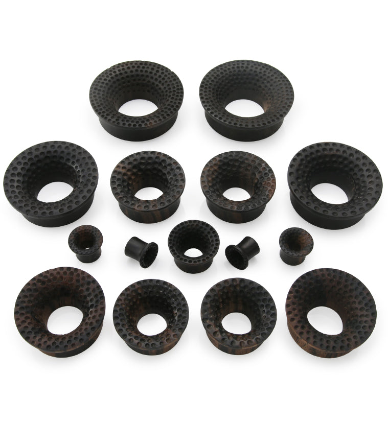 Hammered Areng Wood Mayan Flare Tunnel Plugs