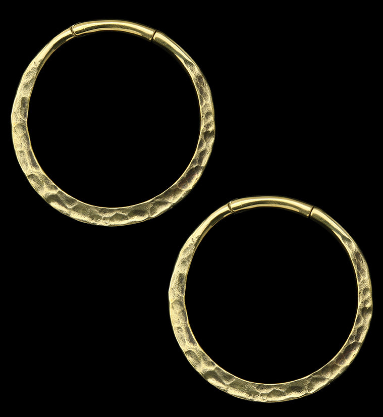 Hammered Hoop Hinged Brass Ear Weights