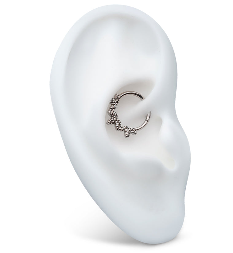 Hammered Marquise Titanium Hinged Segment Ring