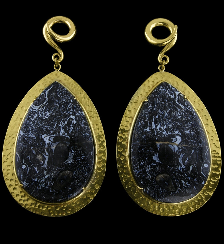 Hammered Lament Palm Root Stone Ear Weights