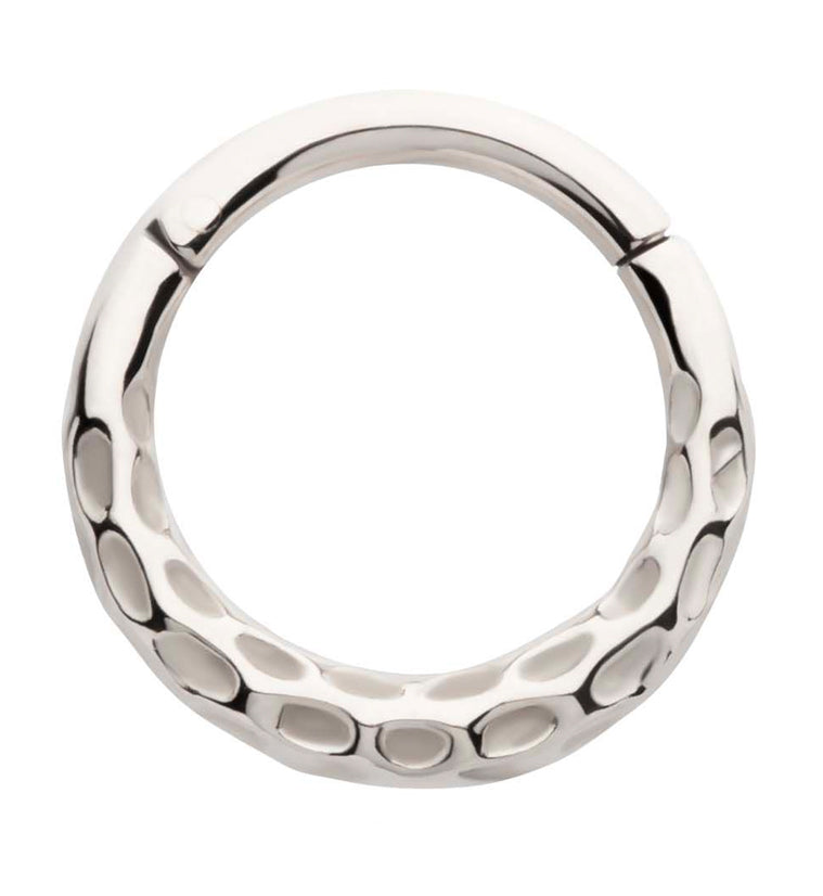 Hammered Rim Stainless Steel Hinged Segment Ring | UrbanBodyJewelry.com