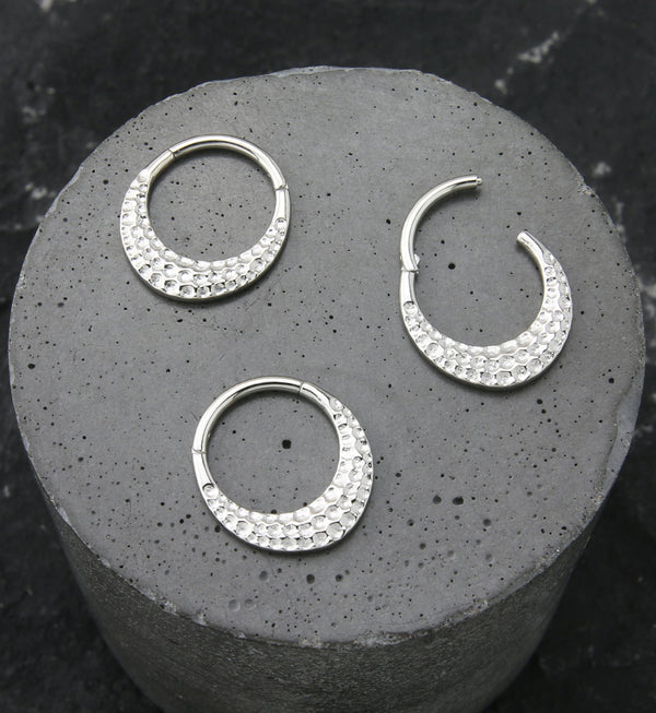 Hammered Stainless Steel Hinged Segment Ring