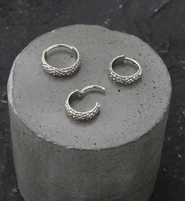Hammered Titanium Hinged Segment Ring