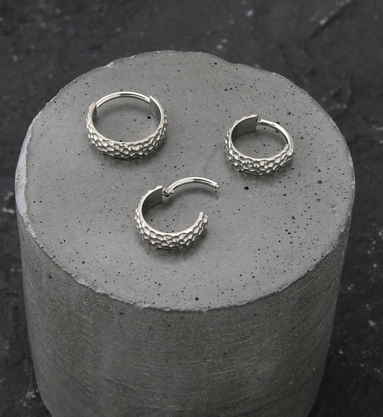 Hammered Titanium Hinged Segment Ring