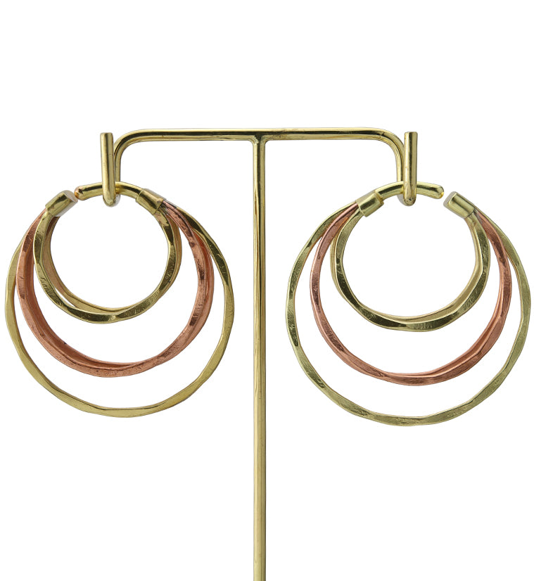 Hammered Triple Hoop Brass Ear Weights