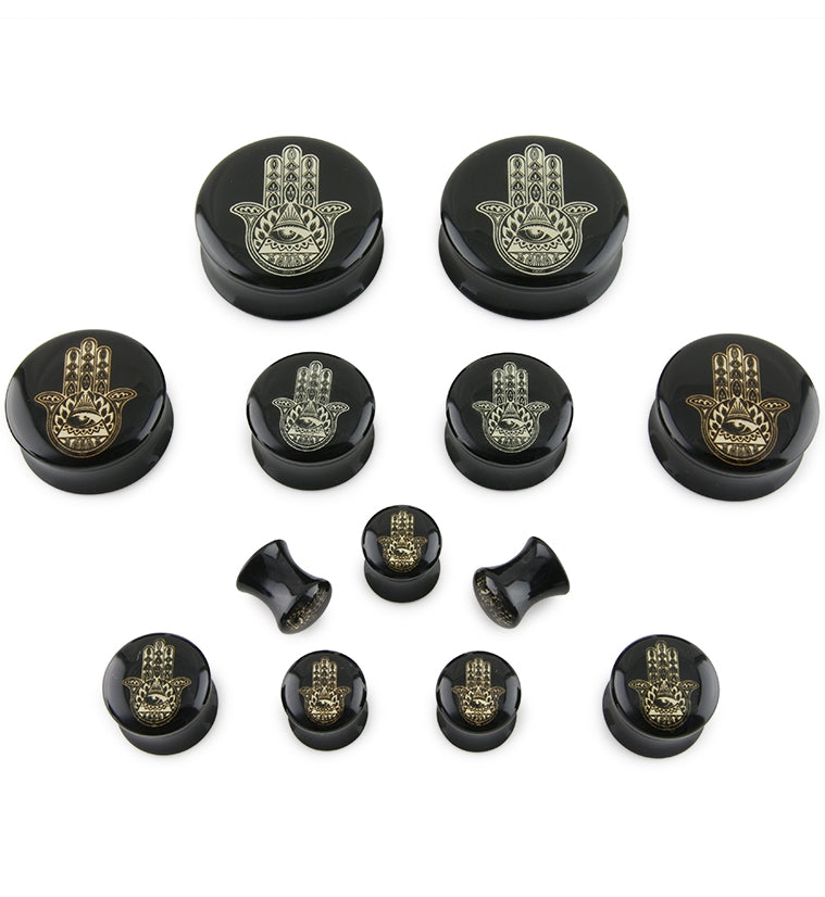 Black Hamsa Hand Plugs