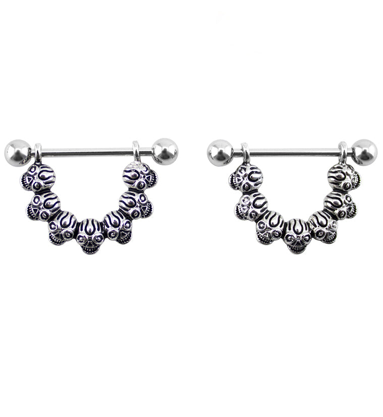 Skull Line Nipple Ring Barbell