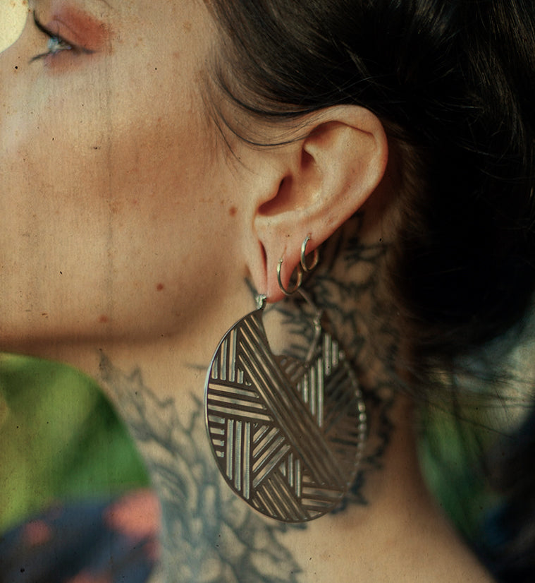 Haphazard White Brass Earrings - Weights