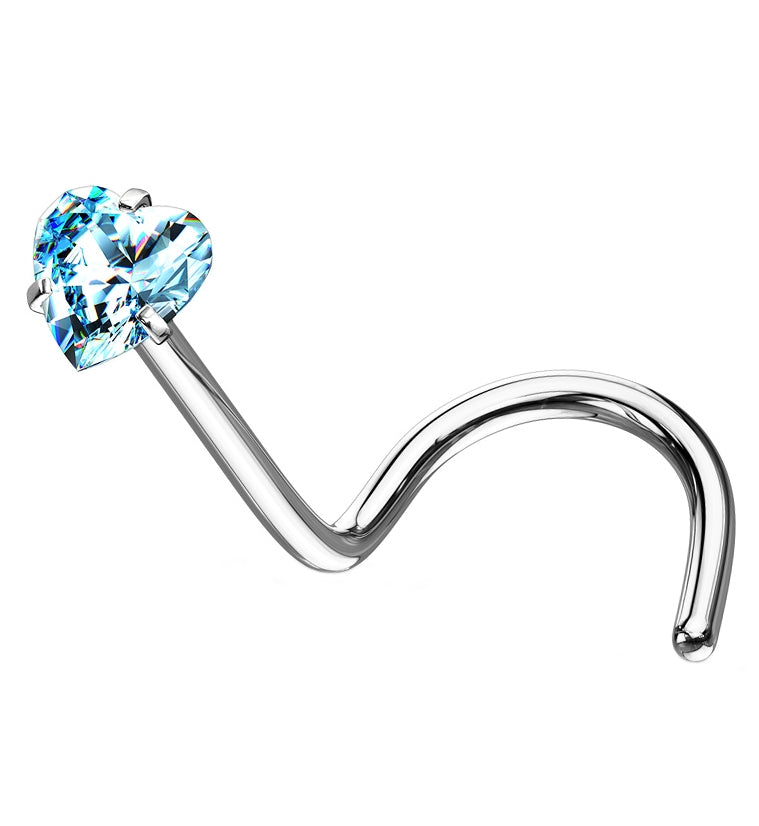 Aqua Heart CZ Stainless Steel Nose Screw