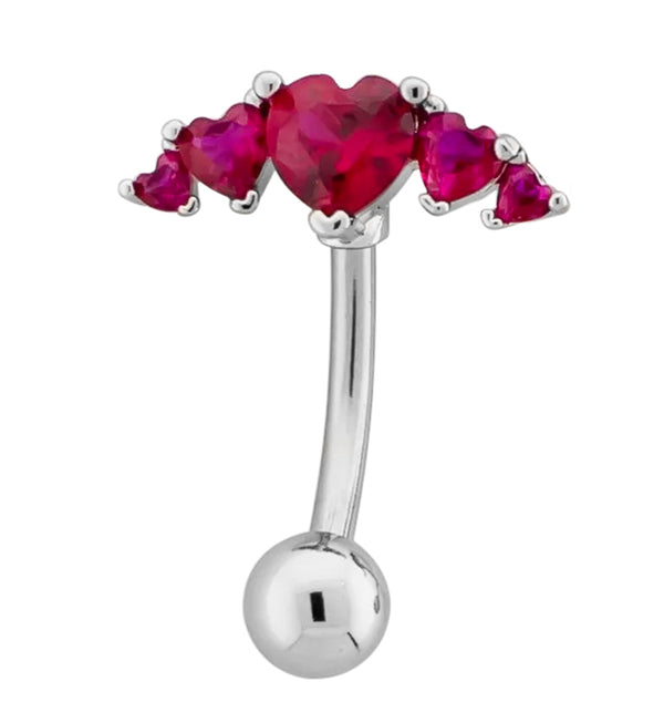 Heart Arc Pink CZ Stainless Steel Belly Button Ring