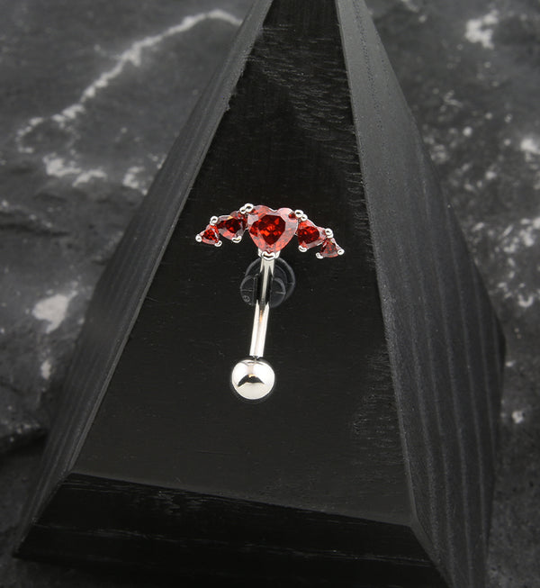 Heart Arc Red CZ Stainless Steel Belly Button Ring