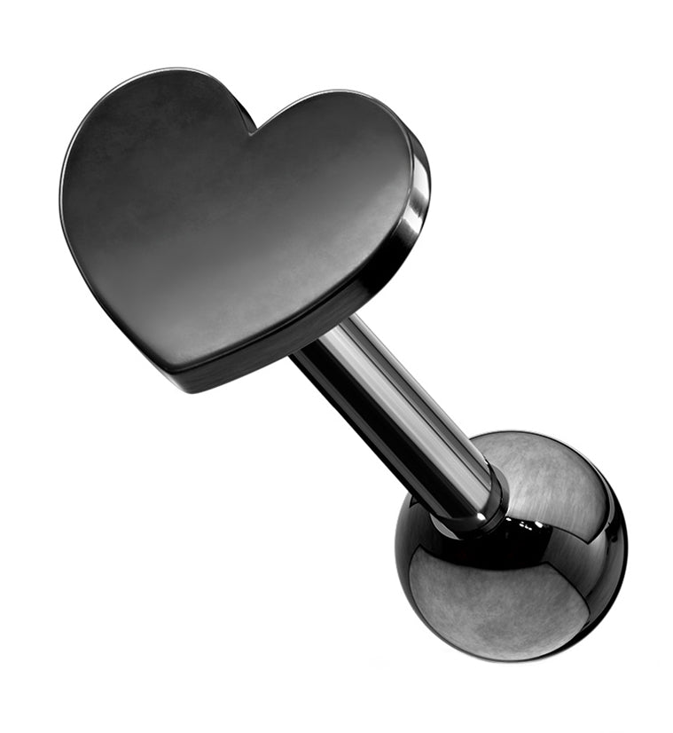 16G Black PVD Heart Cartilage Barbell